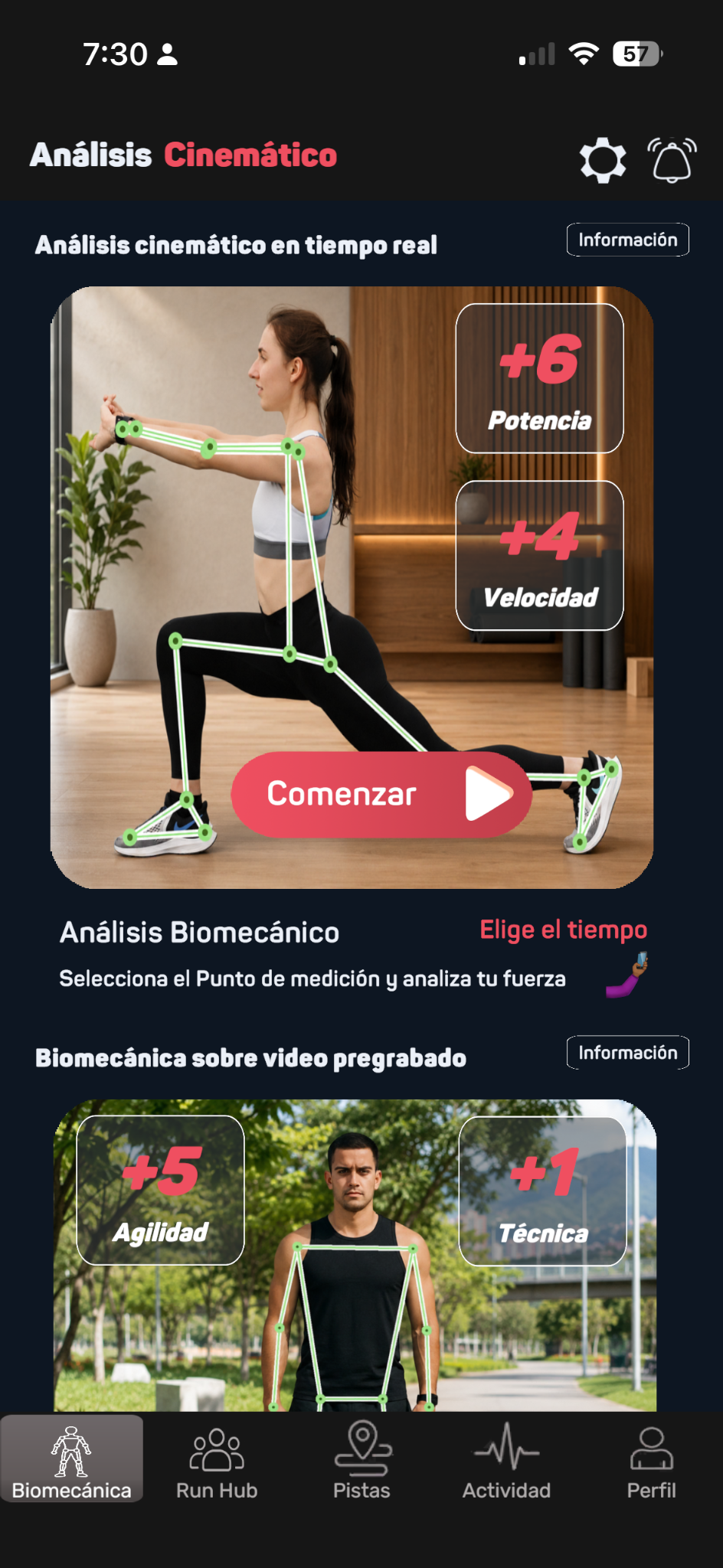 Interfaz real de análisis cinemático en GuiAR
